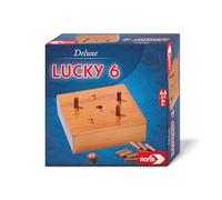 Noris 606102046 Deluxe Lucky 6 (gioco di dadi a partire dai 6 anni) - Gioco classico Super Six in legno di alta qualità per adulti e bambini, 2-6 giocatori, circa 20 minuti di durata del gioco