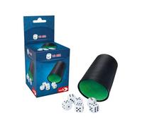 Noris Tazza cubo con 6 cubi - Accessori da gioco classici per bambini e adulti - Tazza e dadi in plastica - Adatto per giochi di dadi, giochi da tavolo, feste e serate di gioco