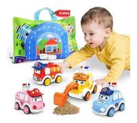 Norkbeng Macchinina Giocattolo per Bambini,4 Pezzi Spingi e Vai in Macchina per Bimbo,con Tappetino per Mappe e Borsa per la Conservazione,Regalo per 1 2 3 Ragazzo e Ragazza