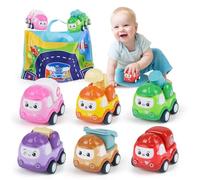 Norkbeng Set Macchinine Giocattolo per Bambini 3 4 5 Anni, 6 Pezzi Mini Tirare Indietro Auto con Tappetino Gioca e Borse Portaoggetti, Camion Giochi Regalo Montessori per Bambino Ragazzo Ragazza
