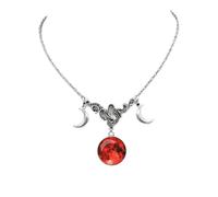 NORLSO Collana gotica a forma di cuore malocchio per le donne vintage sangue luna crescente collana con cristallo rosso collana con ciondolo gioielli di Halloween regali, Large, Metallo, Nessuna