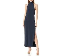 Norma Kamali Halter Turtle Side Slit Gown Vestito da Cocktail, Stagno, M Donna