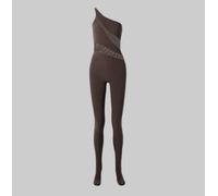 NORMA KAMALI Monospalla Serpente Rete Catsuit Footsie Donna TAGLIA XS/34