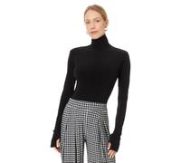 Norma Kamali Top corto da donna a maniche lunghe slim fit tartaruga, nero, M