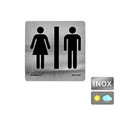 Normaluz RD727008 - Segnale adesivo quadrato per WC, in acciaio inox, 0,8 mm, 12 x 12 cm, colore: grigio