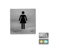 Normaluz RD727010 - Segnale adesivo quadrato per toilette, da donna, in acciaio inox, 0,8 mm, 12 x 12 cm