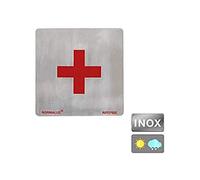 Normaluz RD727022 - Segnale adesivo quadrato ospedaliero in acciaio inox adesivo 0,8 mm 12 x 12 cm, grigio
