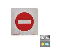 Normaluz RD727025 - Segnale adesivo quadrato vietato in acciaio inox adesivo 0,8 mm 12 x 12 cm, grigio