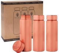 NORMAN JR Borraccia in Rame, 400 ml - Set Regalo da 3 Pezzi: Un Design Elegante e Semplice - Un Recipiente Ayurvedico in Rame Puro che ti Aiuta a Bere Più Acqua e Offre Numerosi Benefici per la Salute