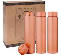 NORMAN JR Borsa in rame sottile e semplice, 550 ml, bottiglia ayurvedica in rame puro al 100% con ottimi benefici per la salute, set da 3 pezzi