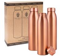 NORMAN JR Bottiglia d'acqua in rame 1L -Scatola regalo con 3 pezzi, Semplice, Un recipiente ayurvedico in rame puro: ti aiuta a bere più acqua, con molti benefici per la salute