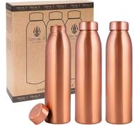 NORMAN JR Bottiglia d'acqua in rame 1L -Scatola regalo con 3 pezzi, Semplice, Un recipiente ayurvedico in rame puro: ti aiuta a bere più acqua, con molti benefici per la salute