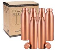 NORMAN JR Bottiglia d'acqua in rame da 1 litro - Confezione regalo da 6, semplice recipiente ayurvedico in rame puro - Ti aiuta a bere più acqua, con molti benefici per la salute