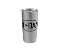 Normandia Francia D-Day Honor and Remember Solid Black Print Bicchiere termico in acciaio inox doppia parete