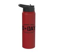 Normandia Francia D-Day Honor and Remember Solid Black Print Stainless Steel Insulated Water Bottle