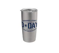 Normandia Francia D-Day Honor and Remember Solid Navy Print Bicchiere termico in acciaio inox doppia parete