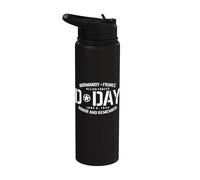 Normandia Francia D-Day Honor and Remember Solid White Print Stainless Steel Insulated Water Bottle