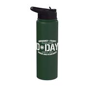 Normandia Francia D-Day Honor and Remember Solid White Print Stainless Steel Insulated Water Bottle