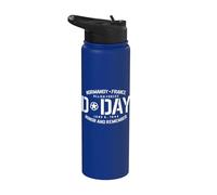 Normandia Francia D-Day Honor and Remember Solid White Print Stainless Steel Insulated Water Bottle