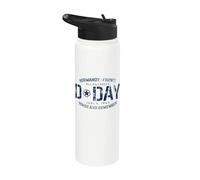 Normandia Francia D-Day Honor and Remember Stampa blu scuro Stainless Steel Insulated Water Bottle