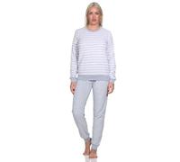 Normann Bellissimo pigiama da donna in spugna a maniche lunghe con polsini, Rosa 1, 54-56