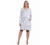 Normann Camicia da notte da donna a maniche lunghe, con polsini effetto stella, in morbido pile coral caldo