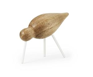 Normann Copenhagen 100155 Shorebird Statuetta, in Legno e Acciaio Inox, Bianco, 15 x 5,5 x 11 cm