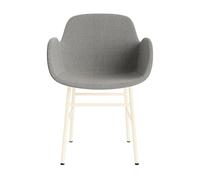 Normann Copenhagen Form Sedia da Pranzo con Braccioli Imbottiti Gruppo 2 Crema/ Acciaio