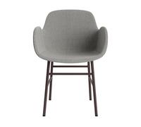 Normann Copenhagen Form Sedia da Pranzo con Braccioli Imbottiti Gruppo 2 Grigio caldo/Acciaio