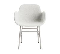 Normann Copenhagen Form Sedia da Pranzo con Braccioli Imbottiti Gruppo 5 Grigio Chiaro/Acciaio