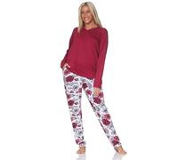 Normann Pigiama da donna a maniche lunghe, design floreale, anche in taglie forti, bacca, 36-38