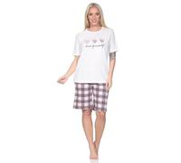 Normann Pigiama da donna Shorty con pantaloni a quadri in jersey, anche nelle taglie forti