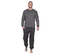 Normann Pigiama da uomo a maniche lunghe con polsini in calda qualità Interlock, grigio., 68-70
