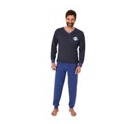 Normann Pigiama da uomo a maniche lunghe con polsini in elegante effetto a righe