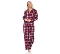 Normann Pigiama lungo da donna in pile con elegante effetto a quadri da abbottonare