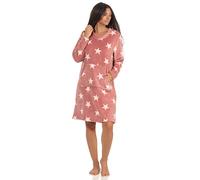NORMANN-Wäschefabrik - Camicia da notte da donna, in morbido pile coral, Colore: rosa., Large