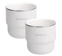 Normcore Set di 2 tazze da caffè espresso, 200 ml, con rivestimento in ceramica, 210 ml, a doppia parete, per caffè, caffè, latte, cappuccino, tè, bianco