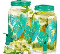Norme 2 dispenser per bevande ghiacciate per foglie, dispenser rotondo per tè, succo, tè, tè, limonata, contenitori in plastica con beccuccio per frigorifero, bar, feste