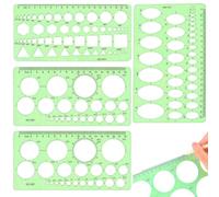 Normografo geografico, normografo per schizzi e disegni, righello modello, modello cerchio, modello geometrico, righello modello per arte o studio di disegno e disegni personali,4 pz.