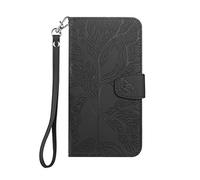Norn HUAWEI P Smart 2017 Custodia a portafoglio in pelle PU con motivo albero della vita, con funzione di supporto, chiusura magnetica, custodia protettiva antistrappo, con scomparti per carte di credito, 1 cinturino da polso, colore: nero