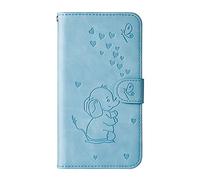 Norn Samsung Galaxy J3 2017/J330case - Custodia a portafoglio in pelle sintetica con motivo a forma di farfalla, con supporto pieghevole e scomparti per carte di credito, chiusura magnetica, colore: Blu