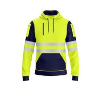 NOROZE Felpa da Uomo Hi-Viz con Cappuccio e Nastro Riflettente Grigio ad Alta visibilità Cappotto di Sicurezza con 4 Zip Utility Phone & Gadget Tasche Felpa (M, Stile 4: Verde Fluo/Blu Marino)