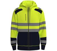NOROZE Felpa da Uomo Hi-Viz con Zip Frontale con Nastro Riflettente ad Alta visibilità Cappotto di Sicurezza con Cerniere utilità per Telefono e Tasche Felpa (XL, Stile 2: Arancia Fluo/Blu Marino)