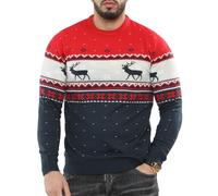 NOROZE Maglione da Elfo Lavorato a Maglia Unisex da Uomo Maglia Pull Over (XL, Fiocchi di Neve Renne Navy)