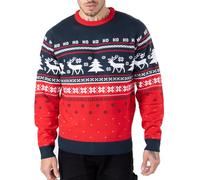 NOROZE Maglione da Elfo Lavorato a Maglia Unisex da Uomo Maglia Pull Over (XL, Hoho - Albero di Renna, Colore: Blu Marino)