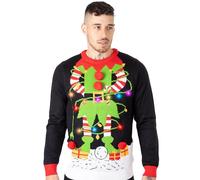 Noroze, maglione da uomo con luci a LED, unisex, decorato con albero, elfo, Babbo Natale, idea regalo Elf Light Plug Nero XL