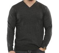 NOROZE Maglione da Uomo in Maglia con Scollo a V in Tinta Unita Classico Maglia Pullover Sweater Lavorato (XL, Antracite)