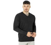 NOROZE Maglione da Uomo in Maglia con Scollo a V in Tinta Unita Classico Maglia Pullover Sweater Lavorato (4XL, Nero)