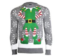 NOROZE Maglione da Uomo, Motivo Natalizio, Lavorato a Maglia, con Cappellino in Omaggio Grigio Medio. M