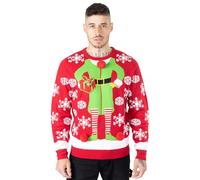 NOROZE - Maglione Natalizio da Uomo e Donna con Babbo Natale e Renna (S, Gift Elfo Rosso)